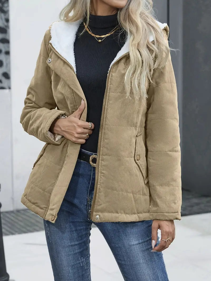 Manteau long femme élégant et chaud pour l'hiver, coupe ajustée, idéal pour la ville. Disponible en plusieurs couleurs.