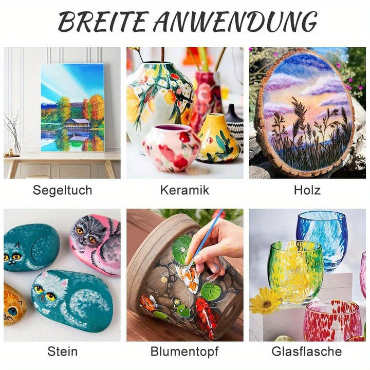 Fournitures artistes: kit peinture acrylique séchage rapide, 24 couleurs. Parfait pour débutants et loisirs créatifs.