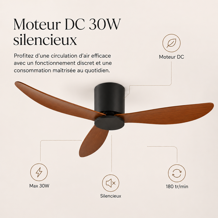 Pales aérodynamiques du ventilateur Virellona pour un rafraîchissement efficace et silencieux.