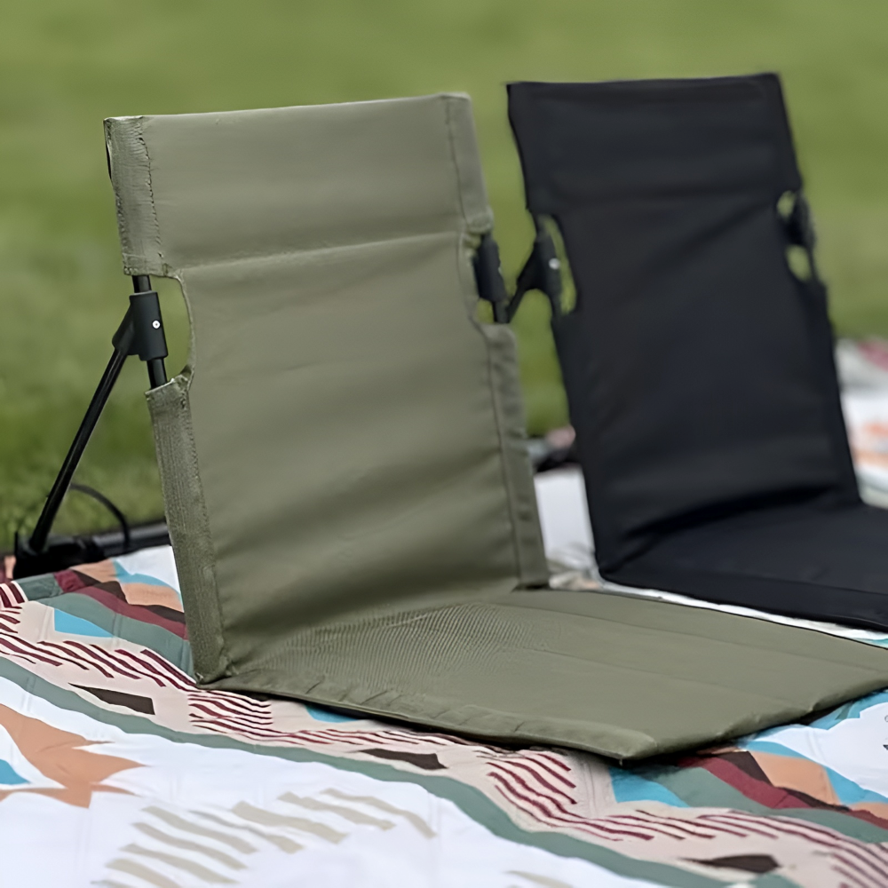 Mobilier extérieur: chaise pliante ultra légère avec coussin ergonomique, parfaite pour terrasse.