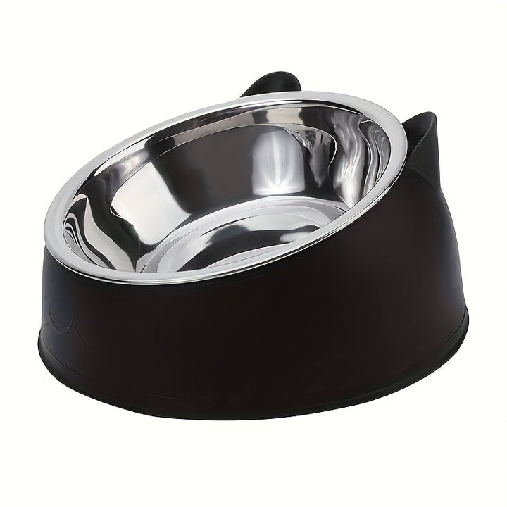 Accessoire d'alimentation premium : double bol surélevé en acier inoxydable pour animaux de compagnie.