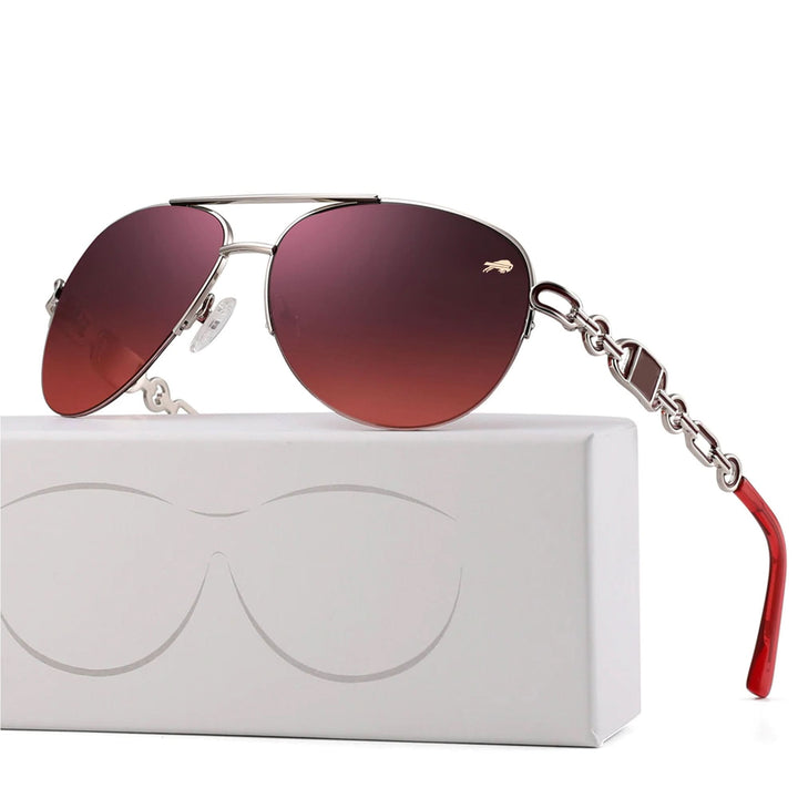 Élégantes lunettes de soleil femme aviateur polarisées, protection UV400, accessoire de mode intemporel.