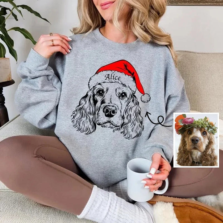 Vêtement festif: pull de Noël personnalisé avec photo d'un animal de compagnie. Parfait pour les célébrations d'hiver.