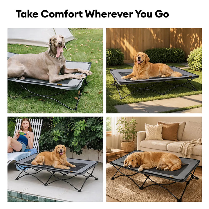 Lit surélevé pour chat, offrant une plateforme confortable et fraîche loin du sol pour un repos paisible.