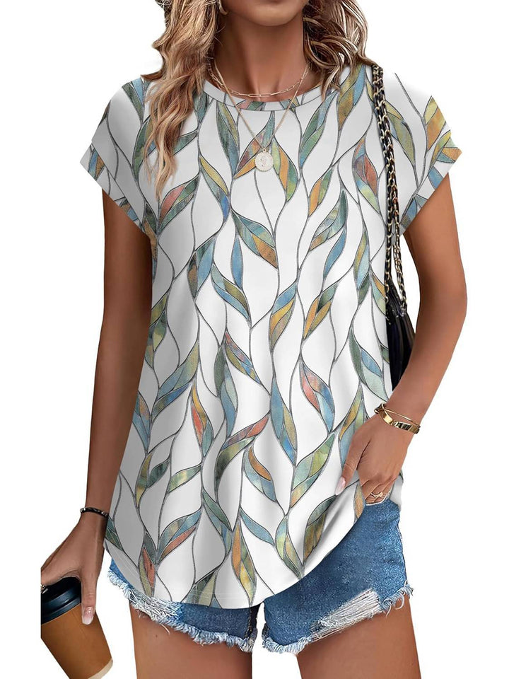 Blouse fluide imprimée pour femme, élégante et confortable, idéale pour le printemps.