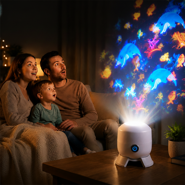 Gros plan sur le projecteur LED STARFLOW, design moderne et élégant, parfait pour toute décoration.