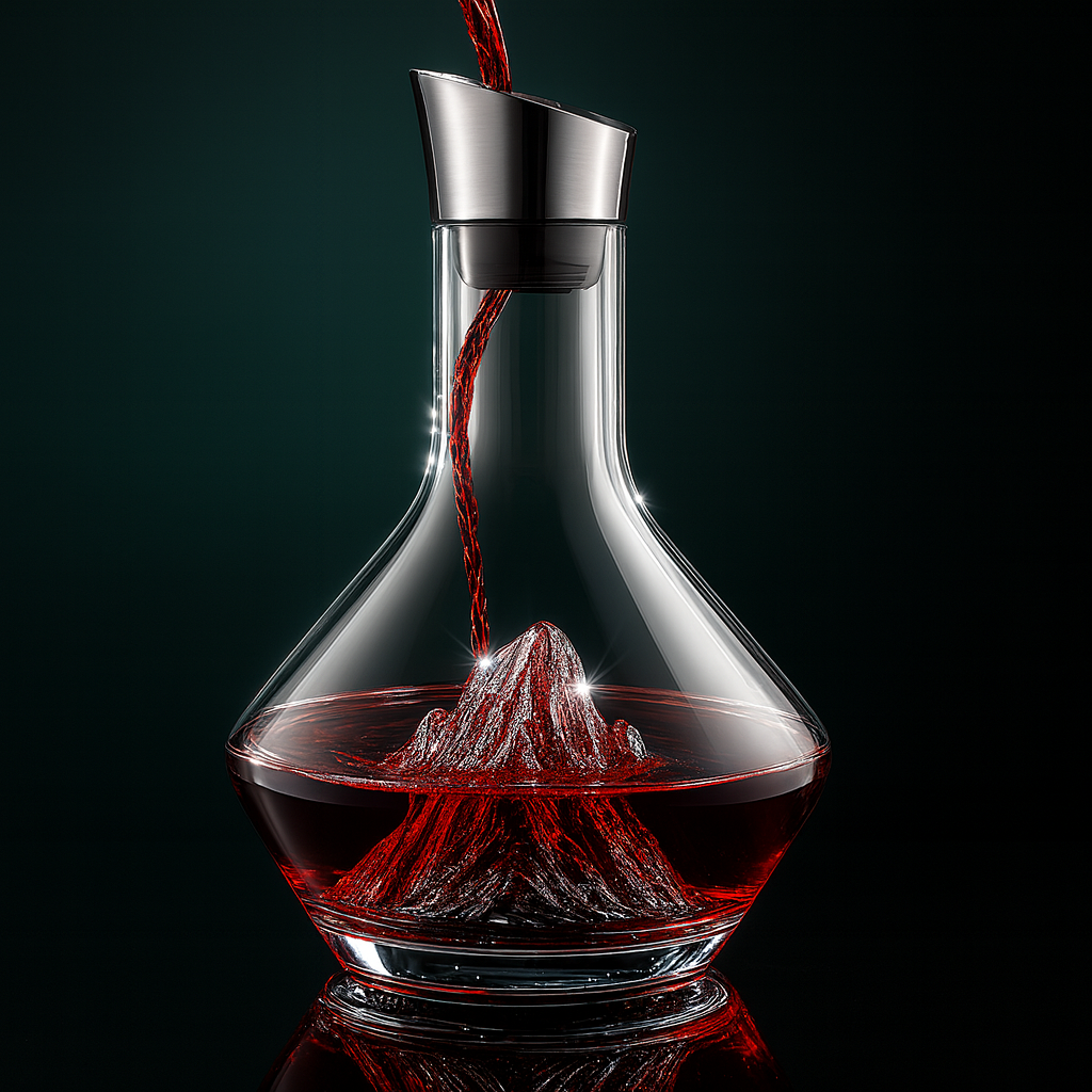 Carafe à vin en cristal élégante avec aérateur intégré pour une décantation parfaite, service de table raffiné.