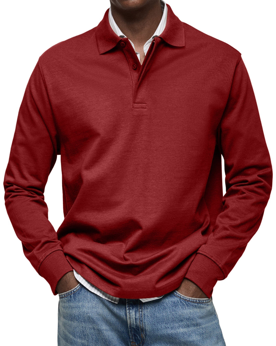 Polo homme chic et confortable à manches longues, vêtement moderne et polyvalent pour toutes les occasions.