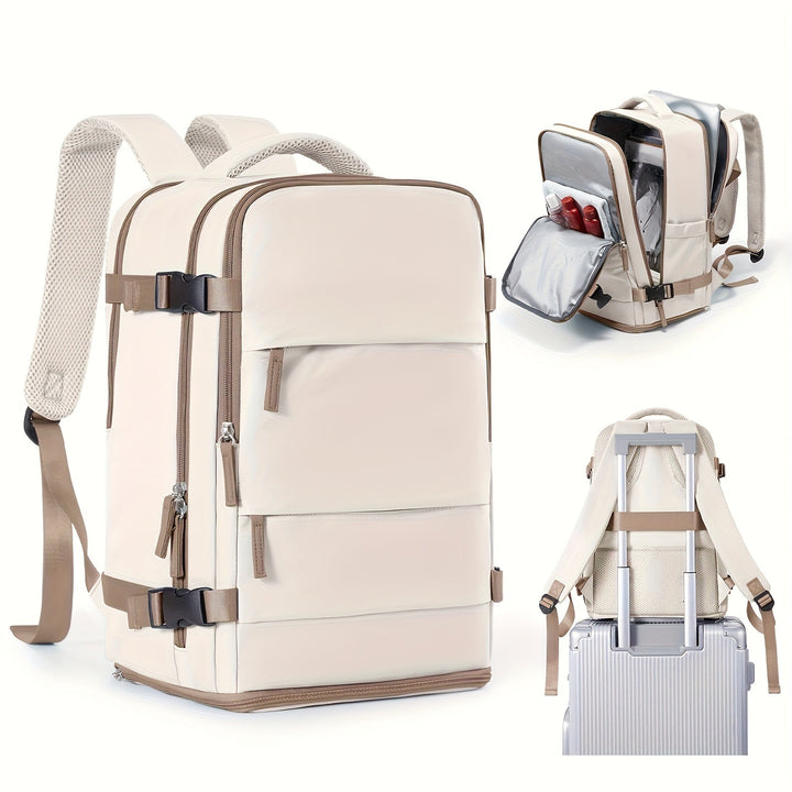Sac à dos de voyage quotidien unisexe en nylon durable. Compartiment chaussures, poche étanche et espace ordinateur intégré.