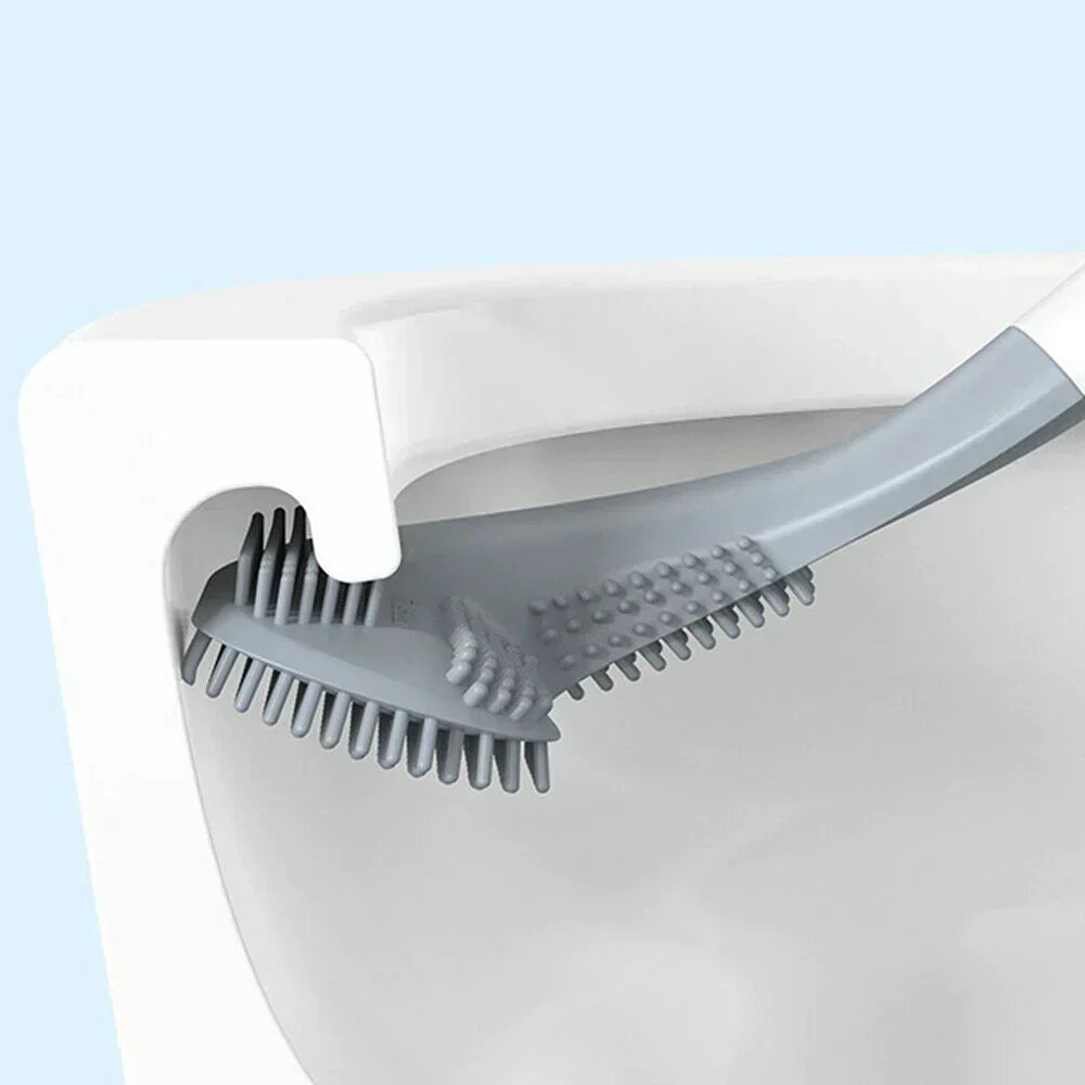 Brosse WC murale sans perçage PureClean, tête TPR antibactérienne pour un nettoyage facile et efficace.