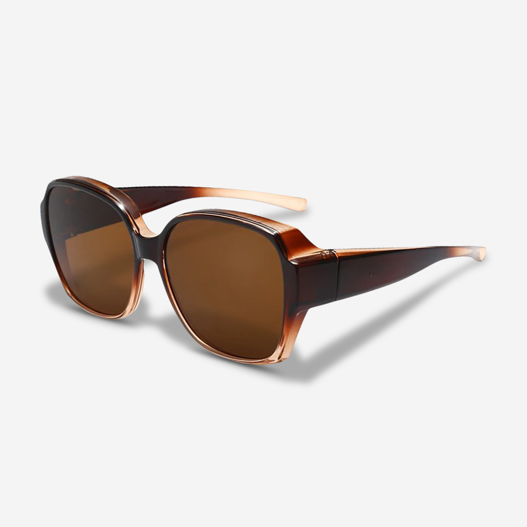 Clip solaire polarisé homme/femme, fixation facile sur lunettes de vue. Confort visuel anti-UV.