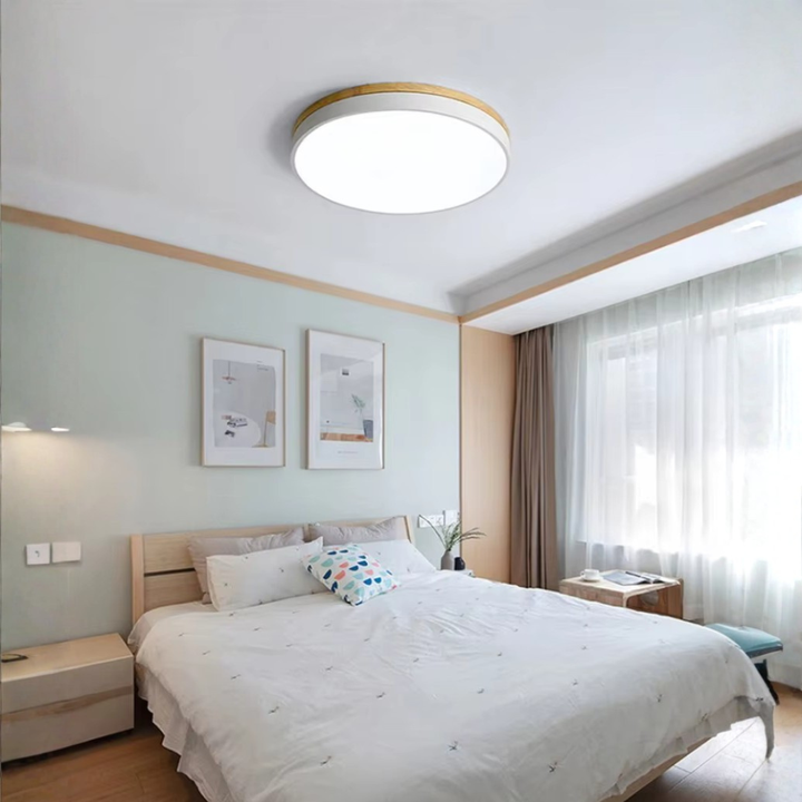 Lumière de plafond LED ultra-mince Horizon, style moderne minimaliste pour ambiance intérieure douce.