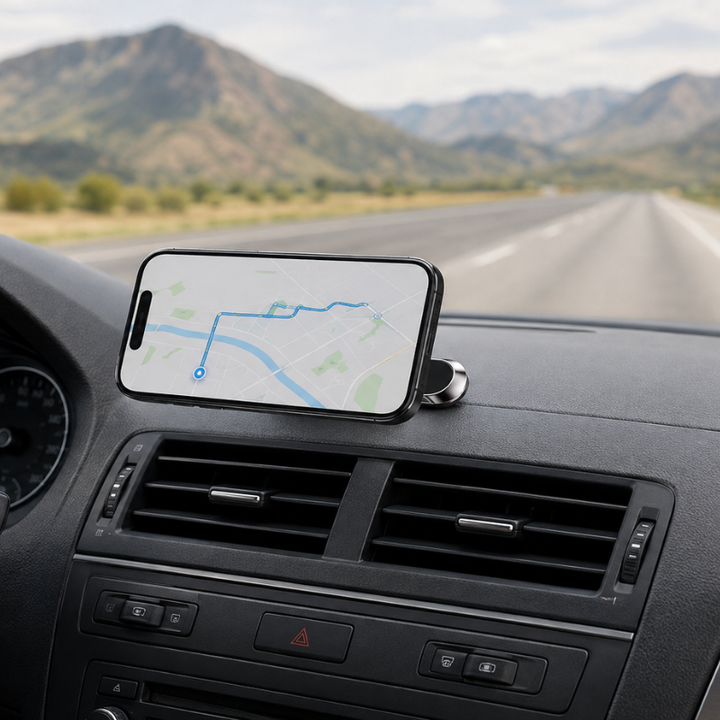 Support téléphone voiture magnétique ultra-compact, ne prend pas de place, pour tous les smartphones.