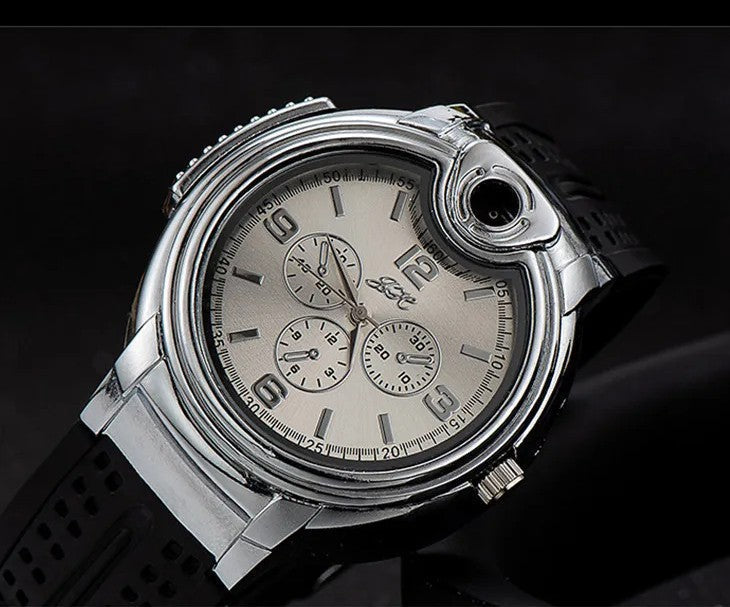 Accessoire homme: montre-briquet à gaz coupe-vent multifonction. Pratique, rechargeable et élégant pour le quotidien.