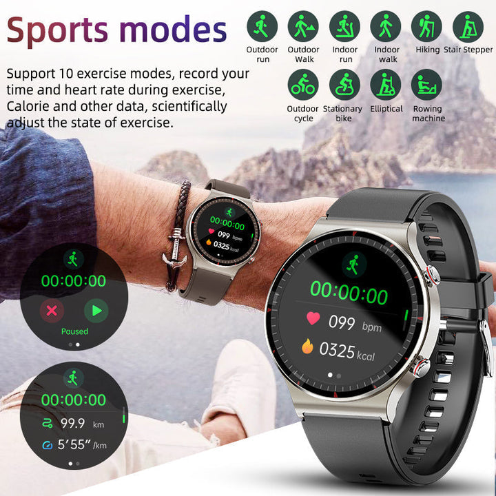 Montre connectée sport et bien-être, enregistrement activité et données ECG.