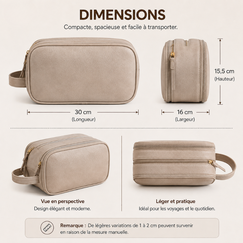 Trousse de maquillage BeautéBox en cuir PU, spacieuse et pratique pour tous vos cosmétiques.