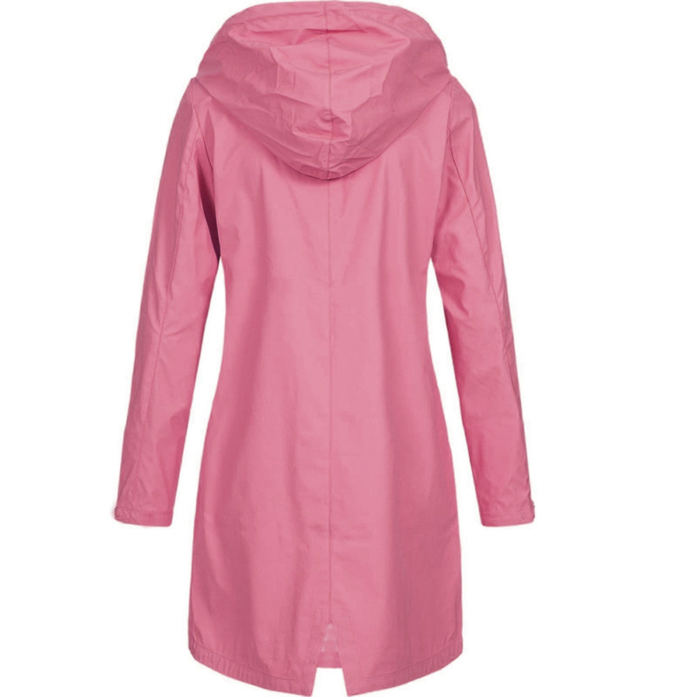 Manteau long imperméable femme, coupe-vent et anti-pluie, pour une protection optimale. Veste extérieure mode.
