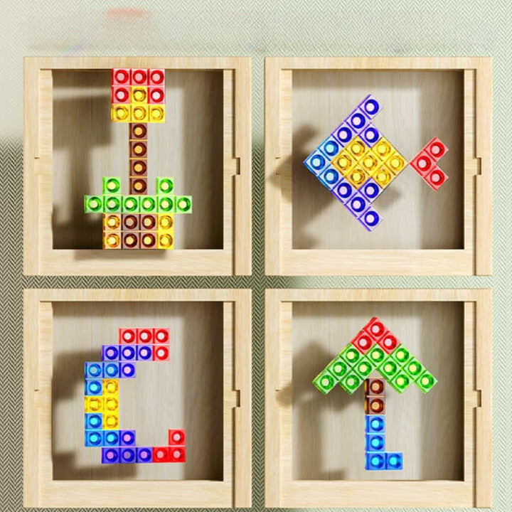 Plateau de jeu EcoBlock Board en bois avec puzzle Tetris assemblé, jeu familial écologique stimulant.