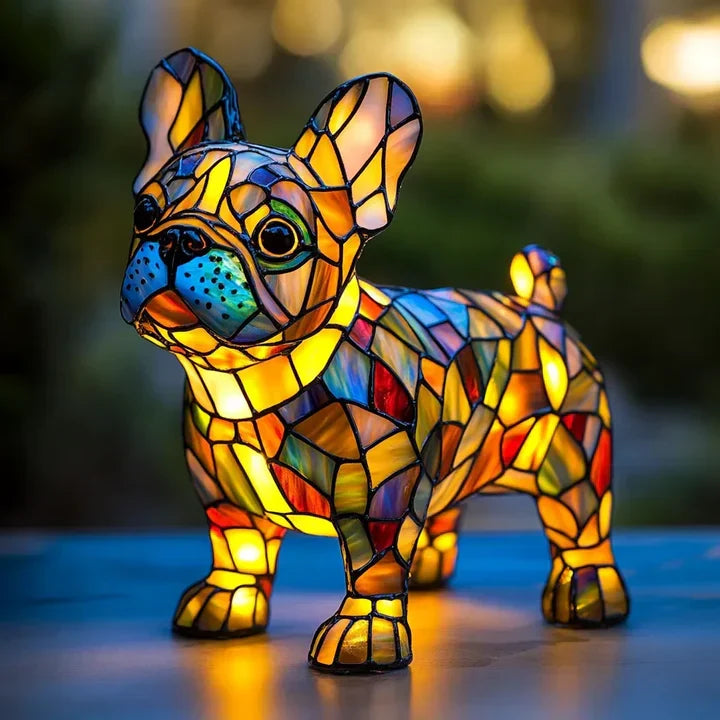 Lampe chien décorative faite main, lumière douce pour ambiance cosy et décoration maison. Cadeau original.