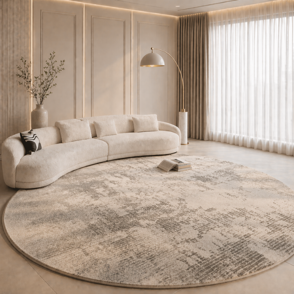 Tapis de luxe rond antidérapant en peluche, idéal pour le confort et la décoration de votre salon.