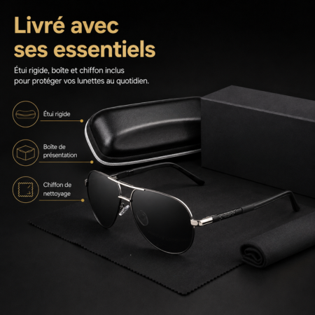 Lunettes de soleil vintage pour hommes, polarisées, idéales pour un look aviateur chic et protection UV.