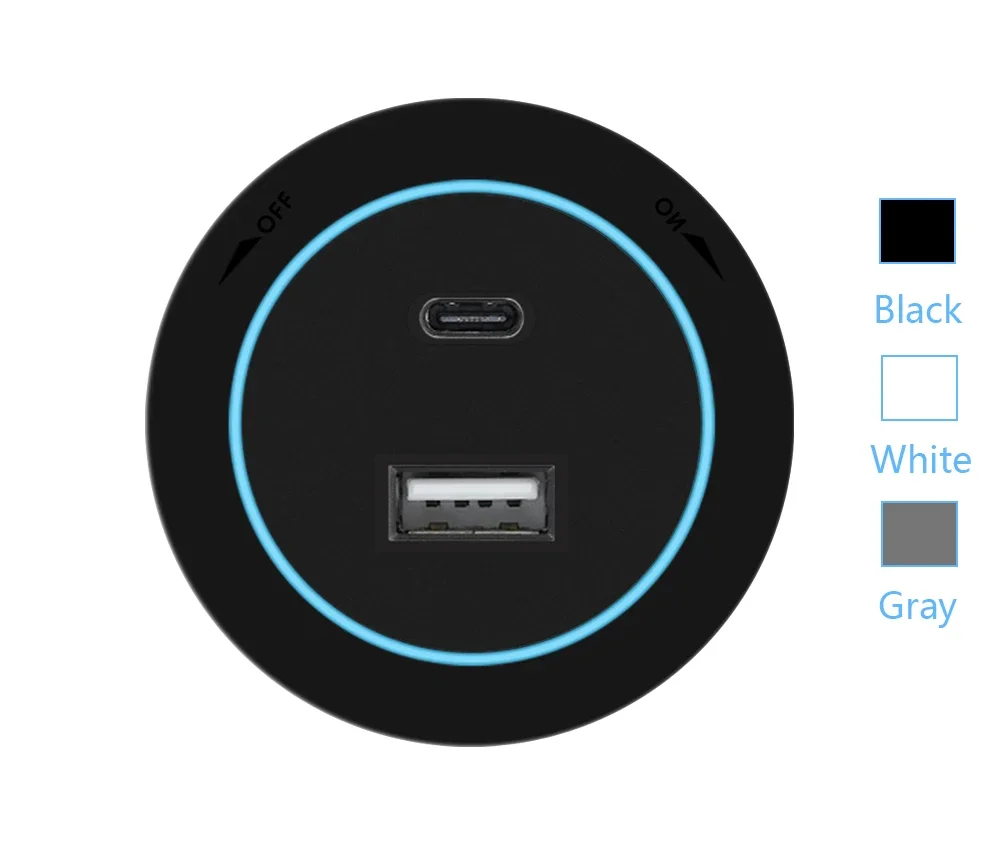 Prise murale universelle design, intégrant multiprise et ports USB pour une connectivité mondiale.