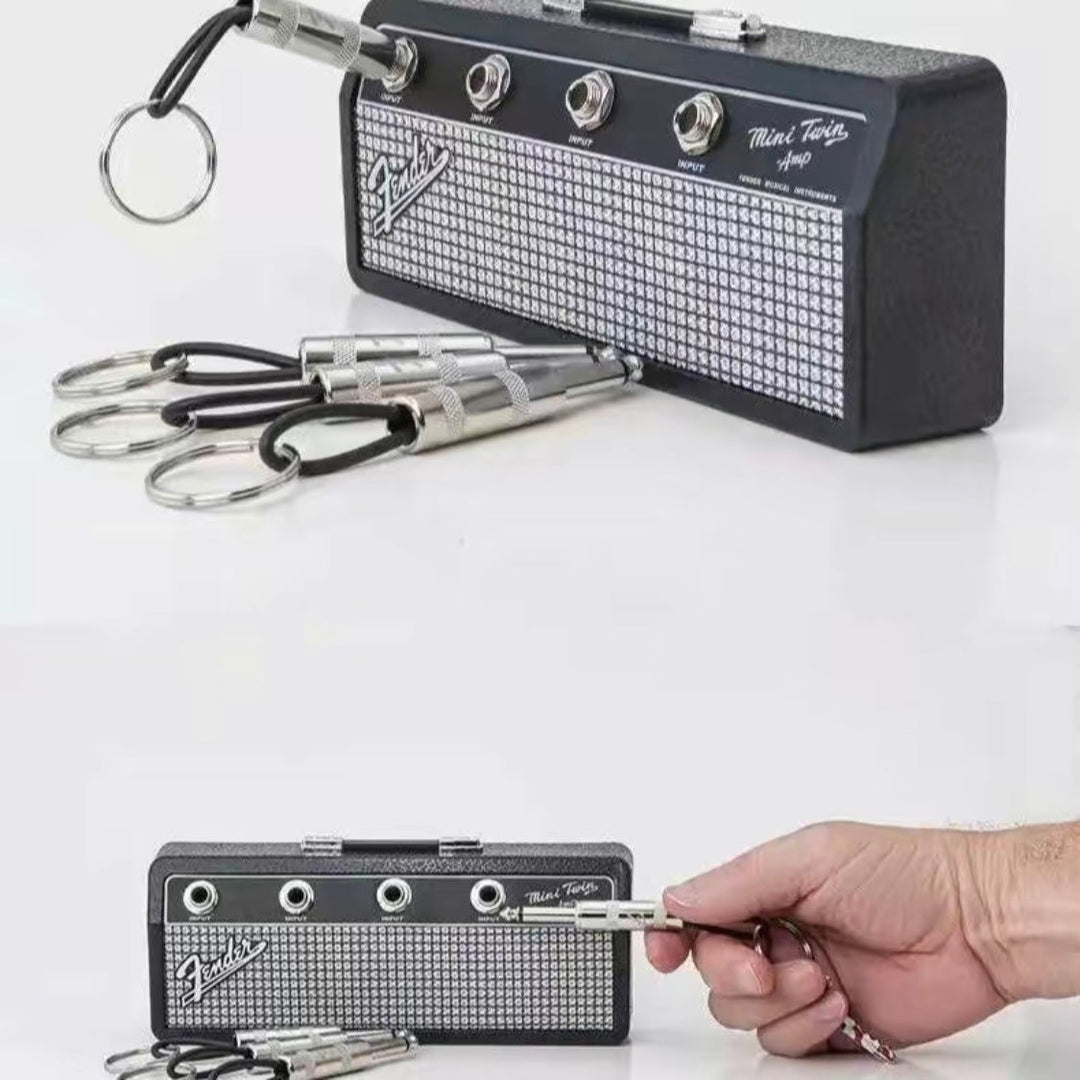 Système AmpKey, porte-clés mural musical design ampli, idéal pour les fans de rock et les guitaristes.