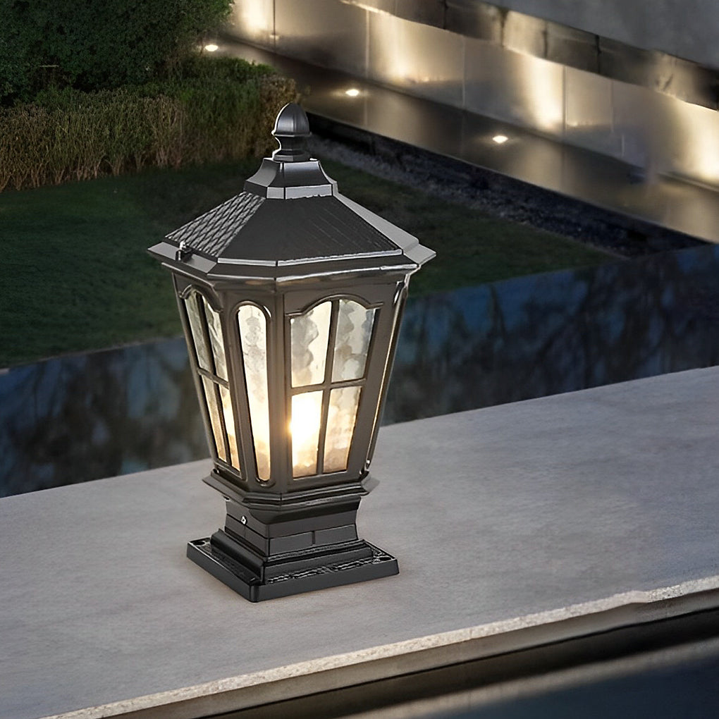 Éclairage de jardin solaire étanche avec LED, design classique en aluminium pour terrasse et allée.