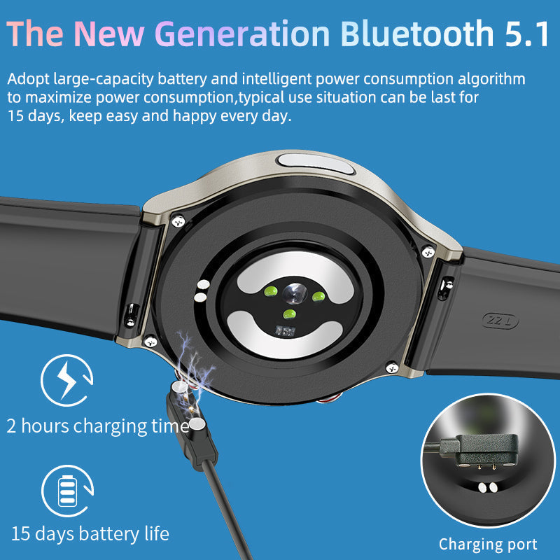 Montre intelligente Bluetooth, surveillance avancée de la santé 24/7.