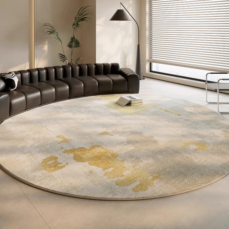 Touche de luxe italien: tapis rond en peluche antidérapant, idéal pour le confort de votre salon.