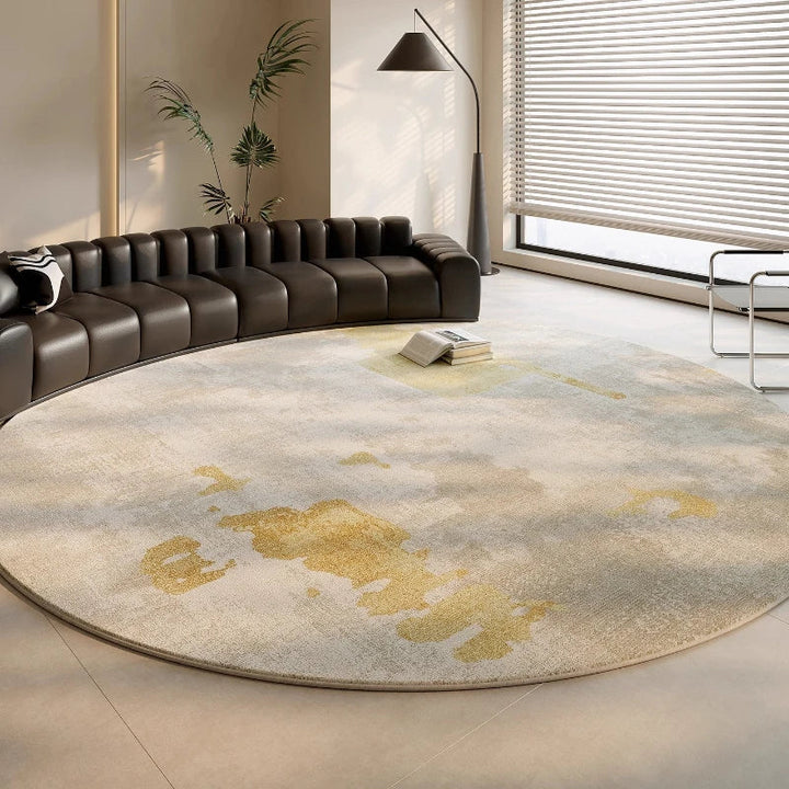 Touche de luxe italien: tapis rond en peluche antidérapant, idéal pour le confort de votre salon.