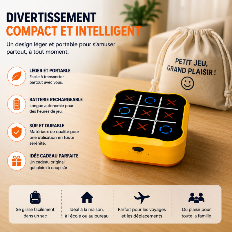 Morpion BOLT interactif, jeu de société tactile. Amusant pour la famille, défis de logique illimités.