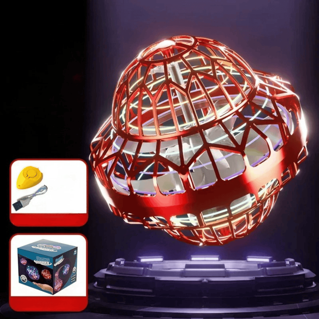 Enfant s'amusant avec une balle volante lumineuse LED rechargeable, améliorant la coordination.