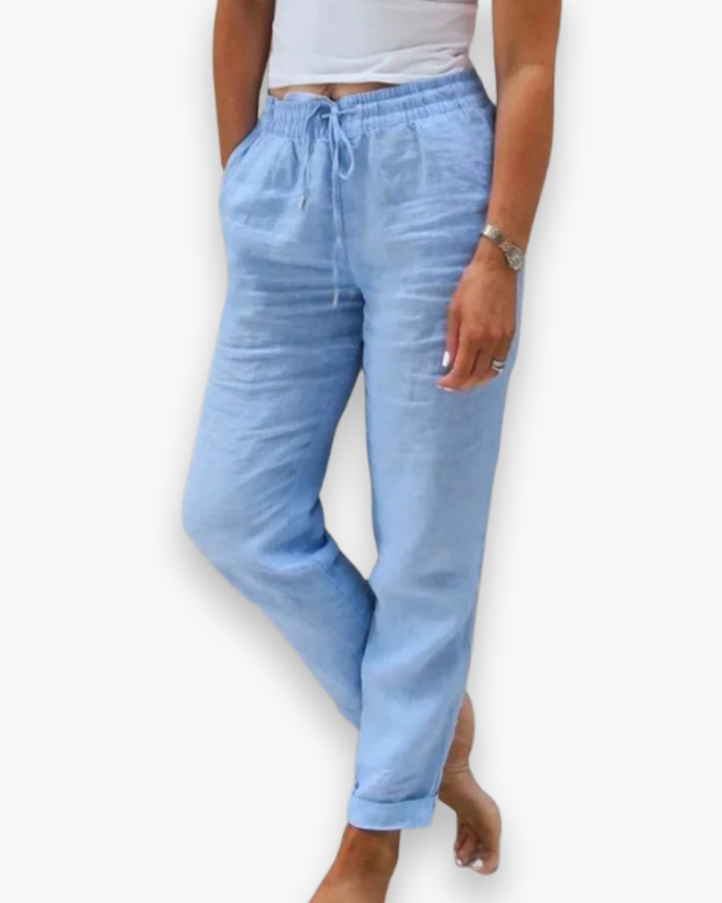 Pantalon femme léger et fluide, idéal pour un confort quotidien décontracté et un style polyvalent.