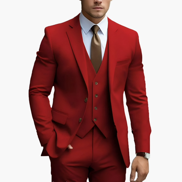 Élégant costume 3 pièces pour homme, un choix parfait pour le marié ou les invités de mariage.