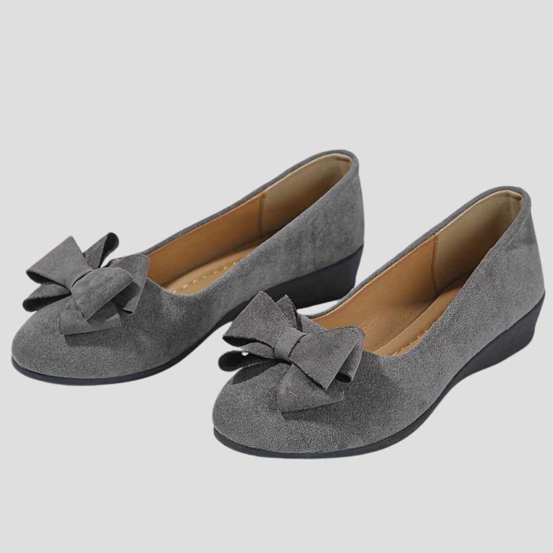 Chaussures plates femme compensées, ballerines avec nœud, parfaites pour le bureau ou la ville.