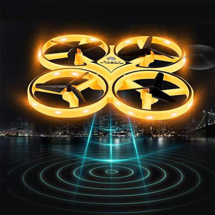 Drone gestuel noir pour des aventures aériennes captivantes, un excellent cadeau enfant high-tech.