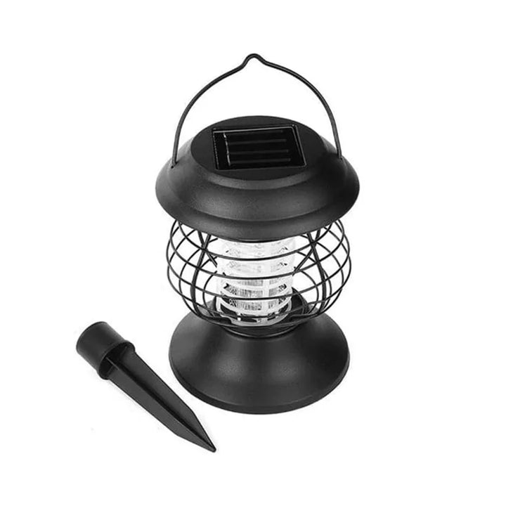 Lampe anti-moustiques étanche et autonome, fonctionnant à l'énergie solaire pour éclairage continu du jardin la nuit.