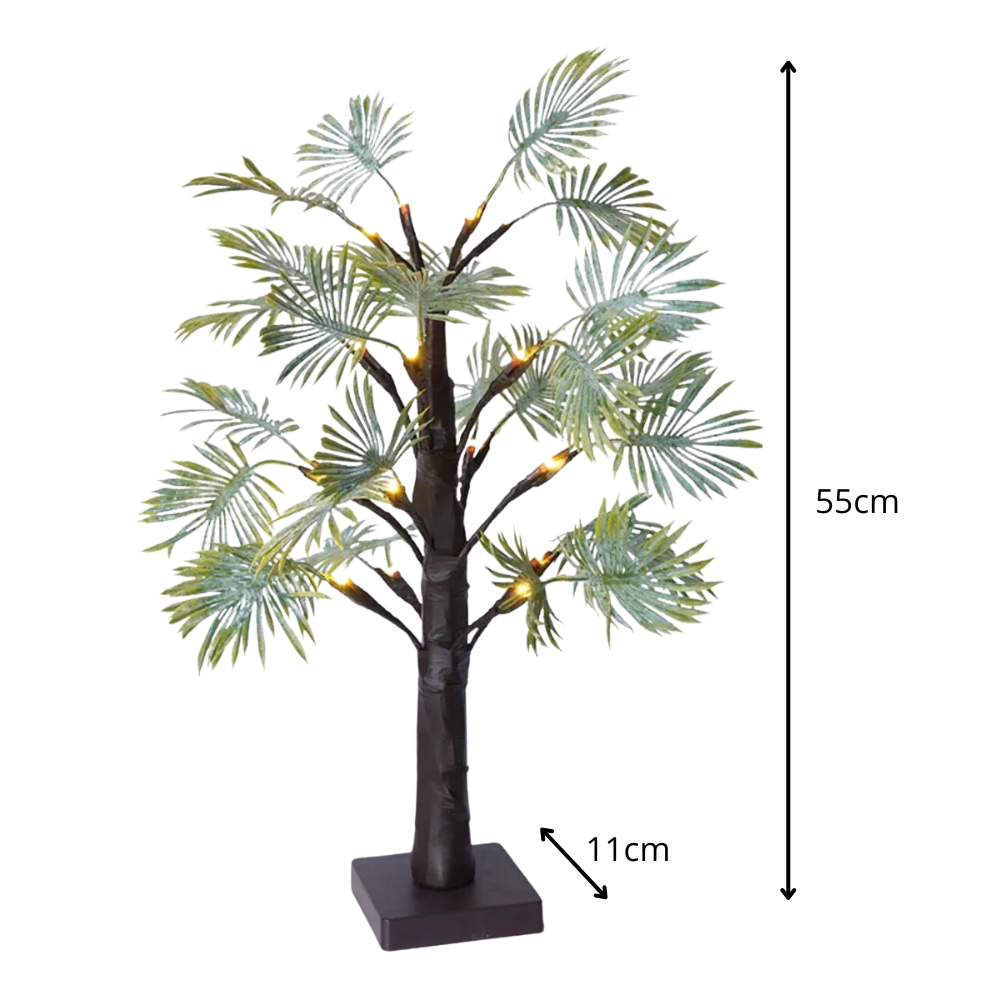 Lampe décorative palmier LED, style tropical chic. Sans fil, pour une ambiance intérieure chaleureuse et moderne.