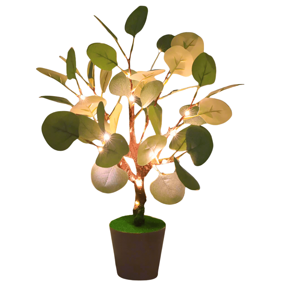 Lampe LED branche décorative USB, lumière chaude pour ambiance salon, design nature moderne et doux.