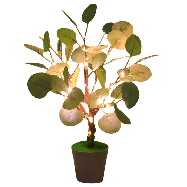 Lampe LED branche décorative USB, lumière chaude pour ambiance salon, design nature moderne et doux.