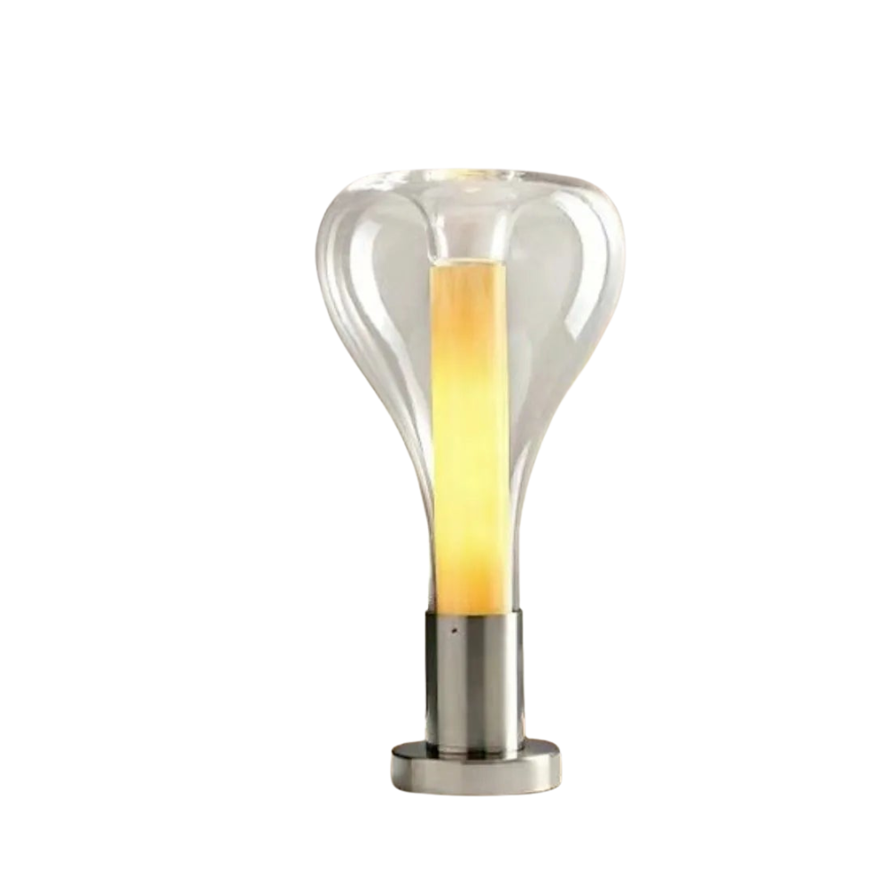 Éclairage LED sculptural, lampe de table d'ambiance moderne, design unique pour toute pièce intérieure.