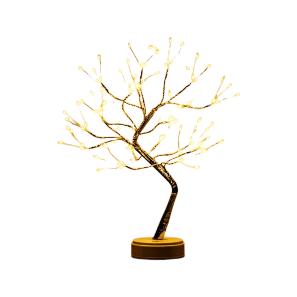 Lampe arbre lumineux LED décorative artisanale pour intérieur, créant une ambiance magique chaleureuse.