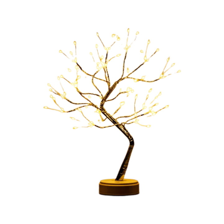 Lampe arbre lumineux LED décorative artisanale pour intérieur, créant une ambiance magique chaleureuse.