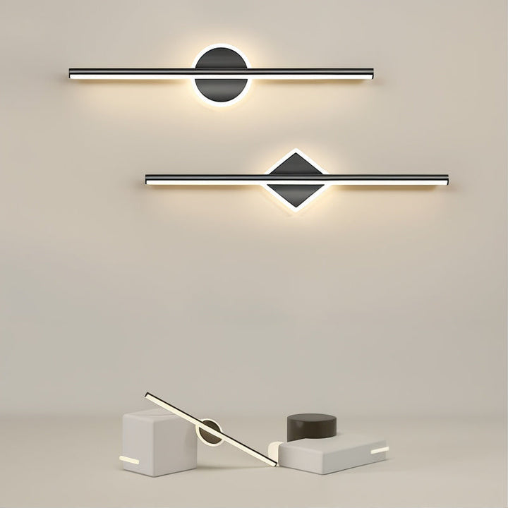 Applique murale LED économe en énergie, noir et or, pour un éclairage doux du salon.
