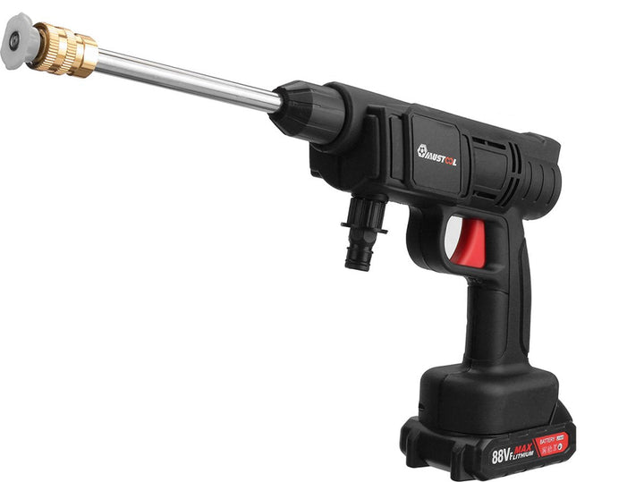 Nettoyeur haute pression sans fil portable Jetworx pour nettoyage extérieur facile de terrasses et voitures.