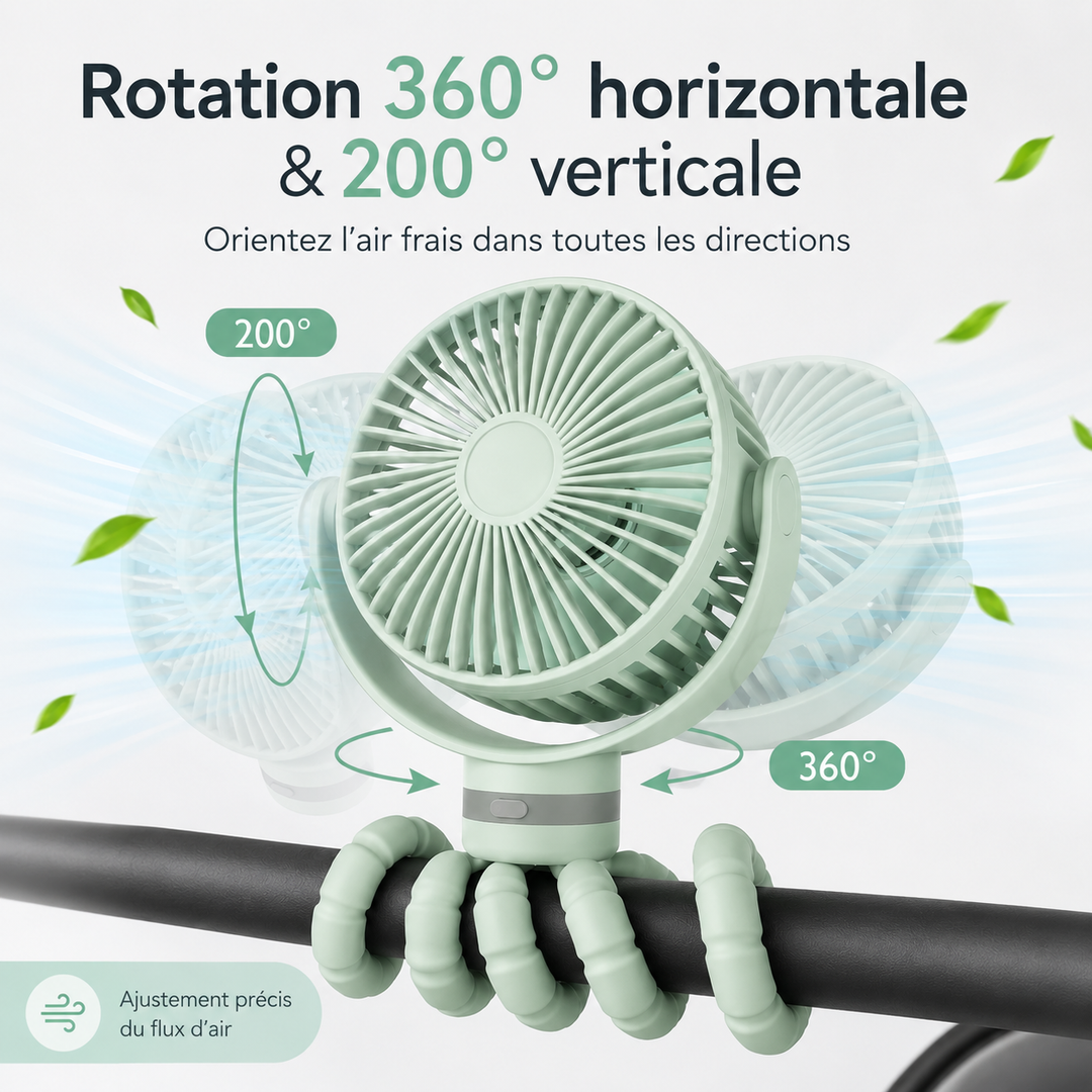 Ventilateur télescopique pliable USB, offre un rafraîchissement personnalisé.