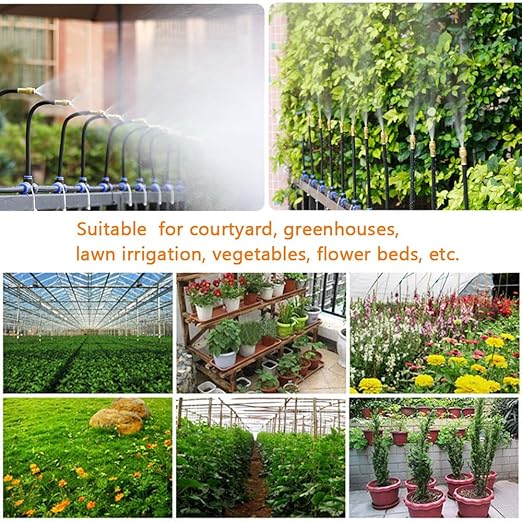Arrosage précis des plantes du jardin grâce au système d'irrigation automatique goutte-à-goutte.
