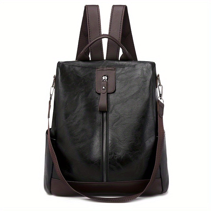 Sac à dos antivol élégant femme en cuir végétalien PU, parfait ville/voyage, sécurité.