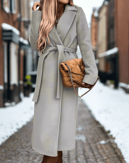 Elegant Lång Trenchcoat - Ullmix - Kvinnor